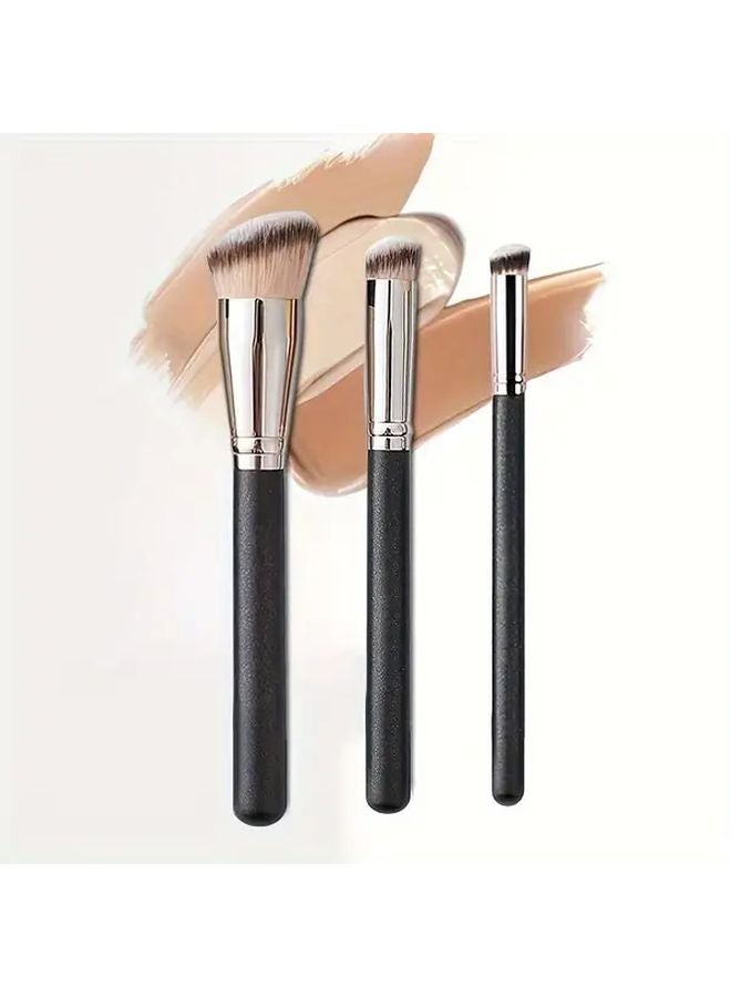 3pcs Makeup Brush Set Soft Nylon Bristles Foundation Concealer Blending Tools - Image 3